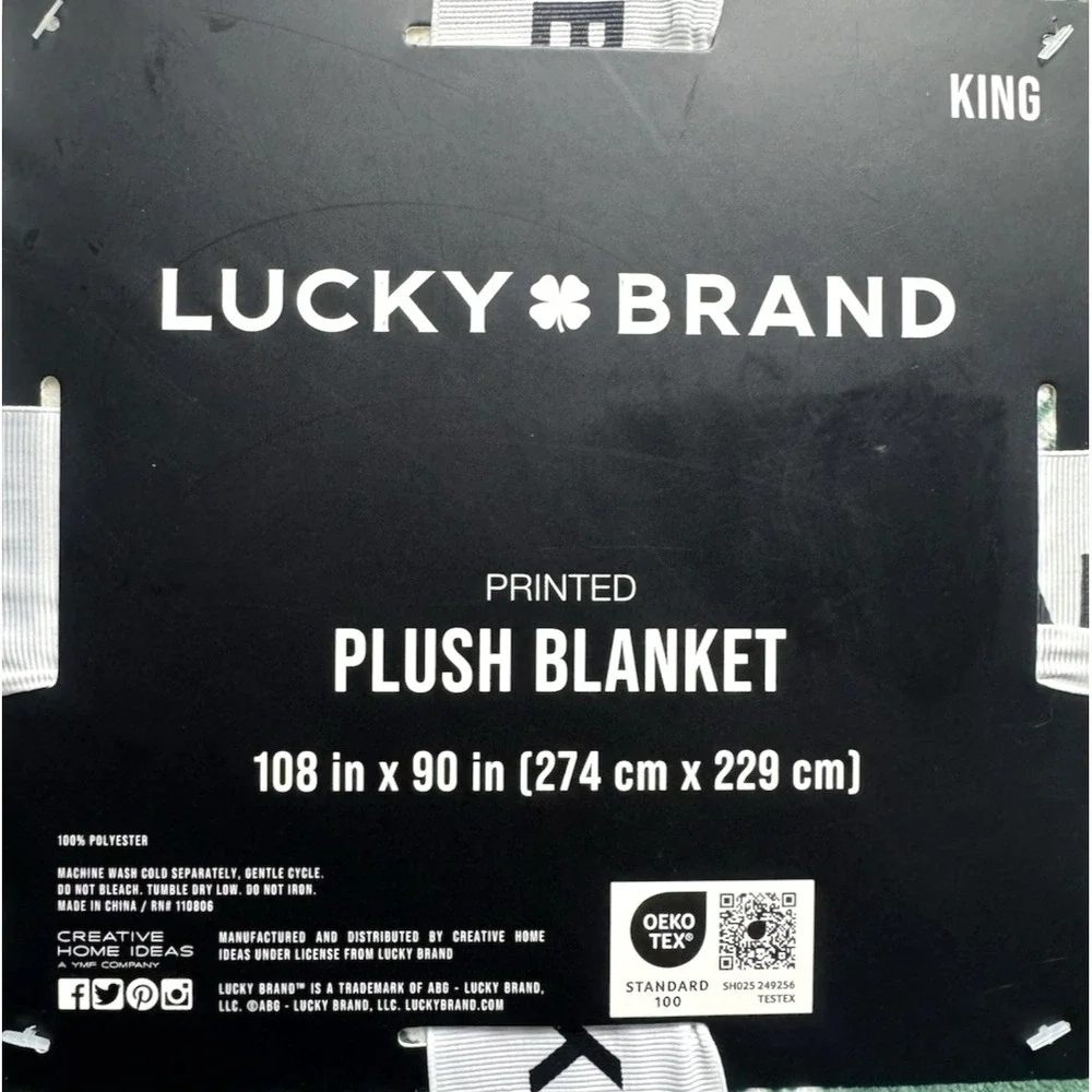 Lucky Brand Oversized King Plush Blanket 108